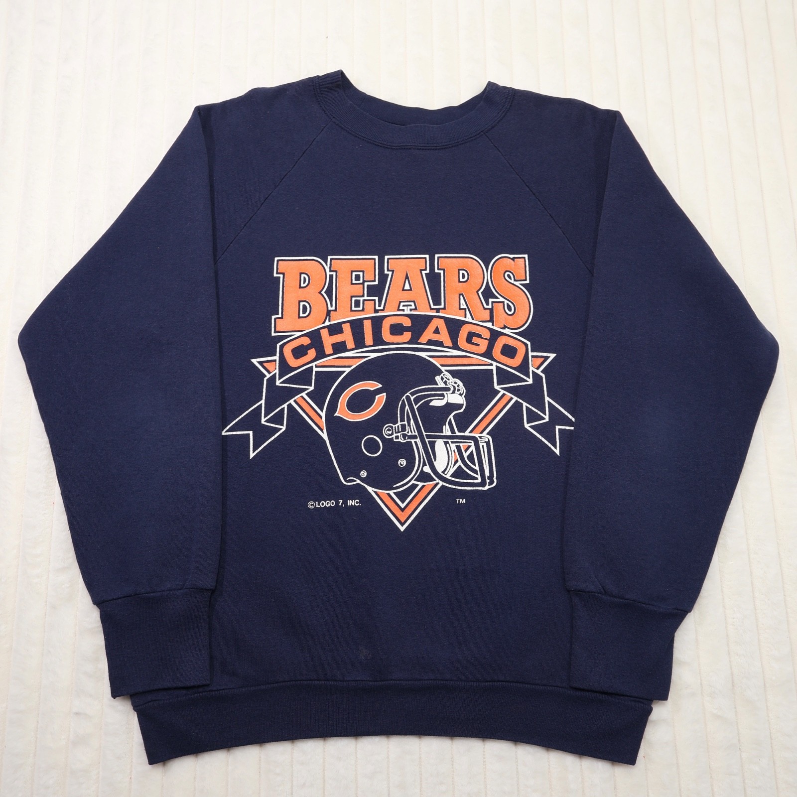 Vintage 97s Logo 7 Chicago Bears NFL Crewneck Sweatshirt Navy Blue Vintage 97s Logo 7 Chicago Bears NFL Crewneck Sweatshirt Navy Blue