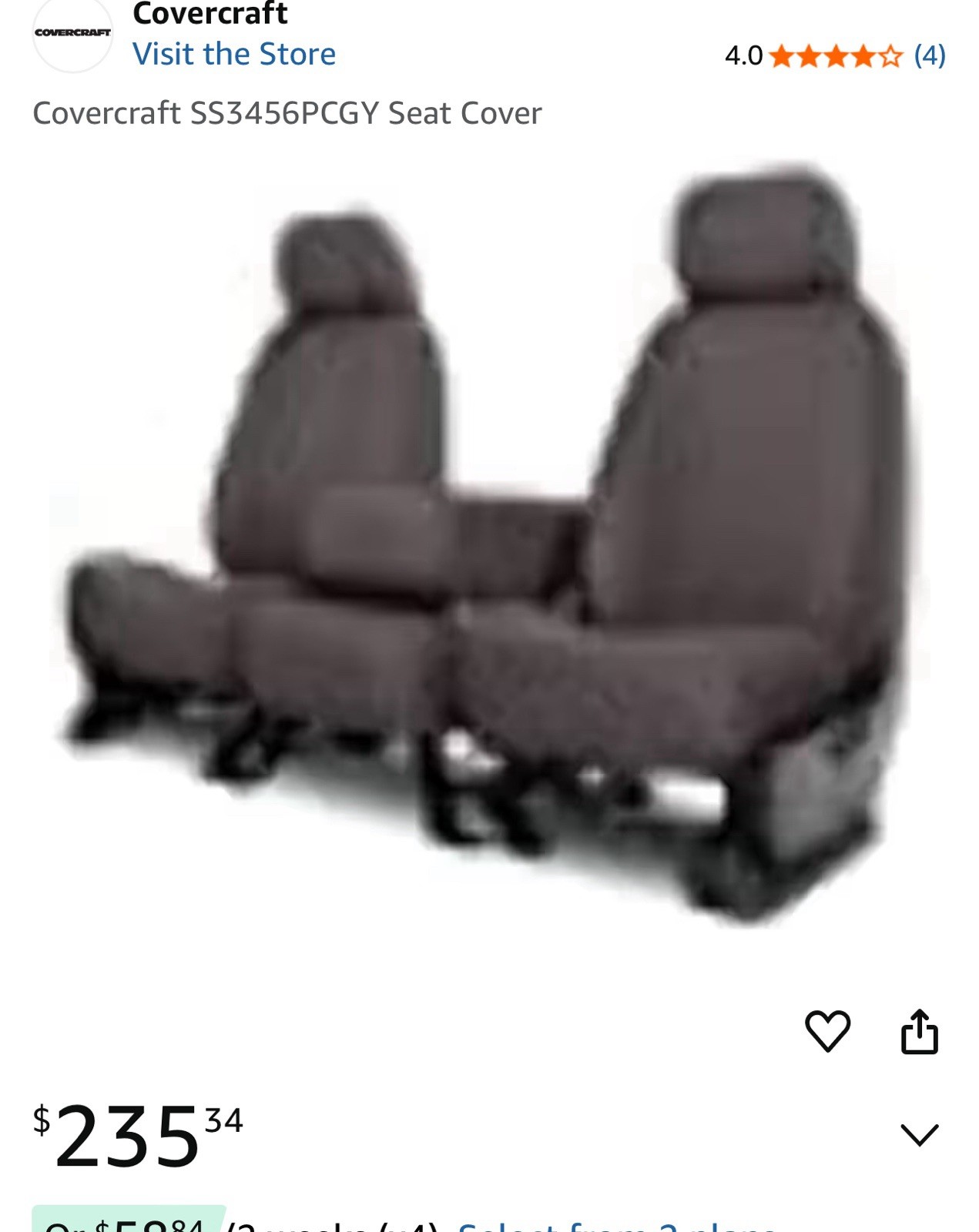 Covercraft SS3456PCGY SeatSaver Custom Polycotton Grey Seat Cover Covercraft SS3456PCGY SeatSaver Custom Polycotton Grey Seat Cover