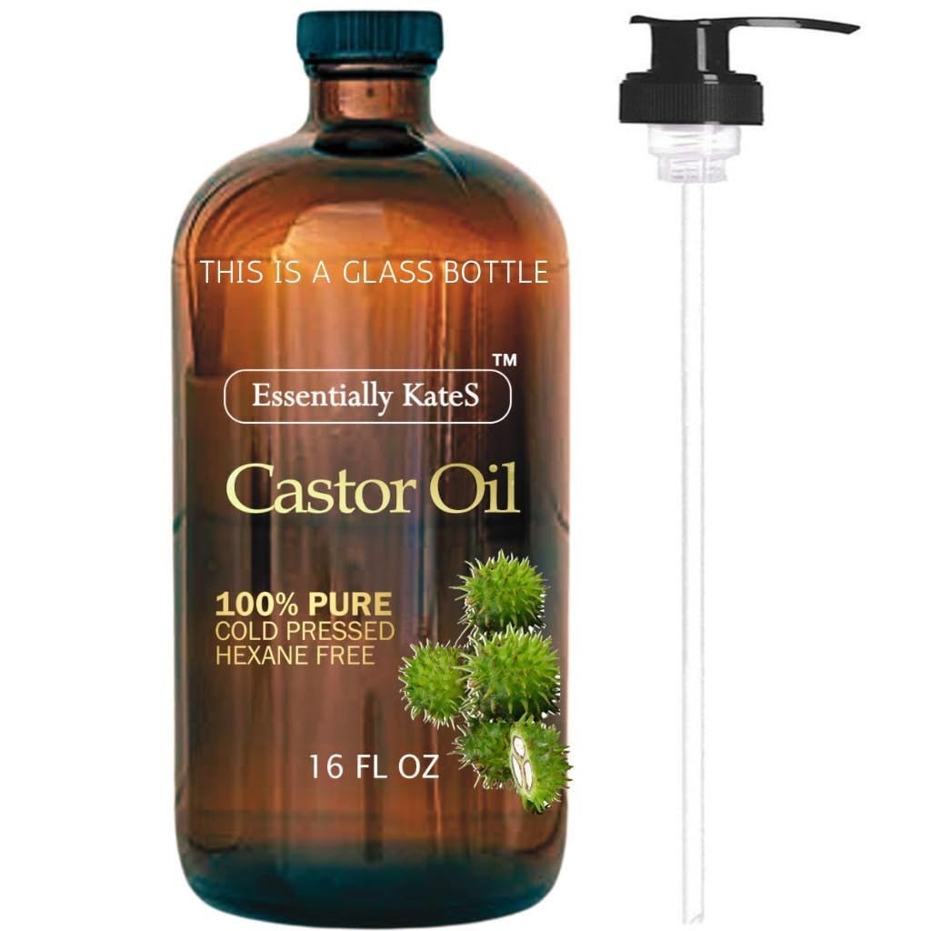 Cold-Pressed Natural Castor Oil in Glass Bottle - 16 Fl Oz - 100% Pure and Natur Cold-Pressed Natural Castor Oil in Glass Bottle - 16 Fl Oz - 100% Pure and Natur