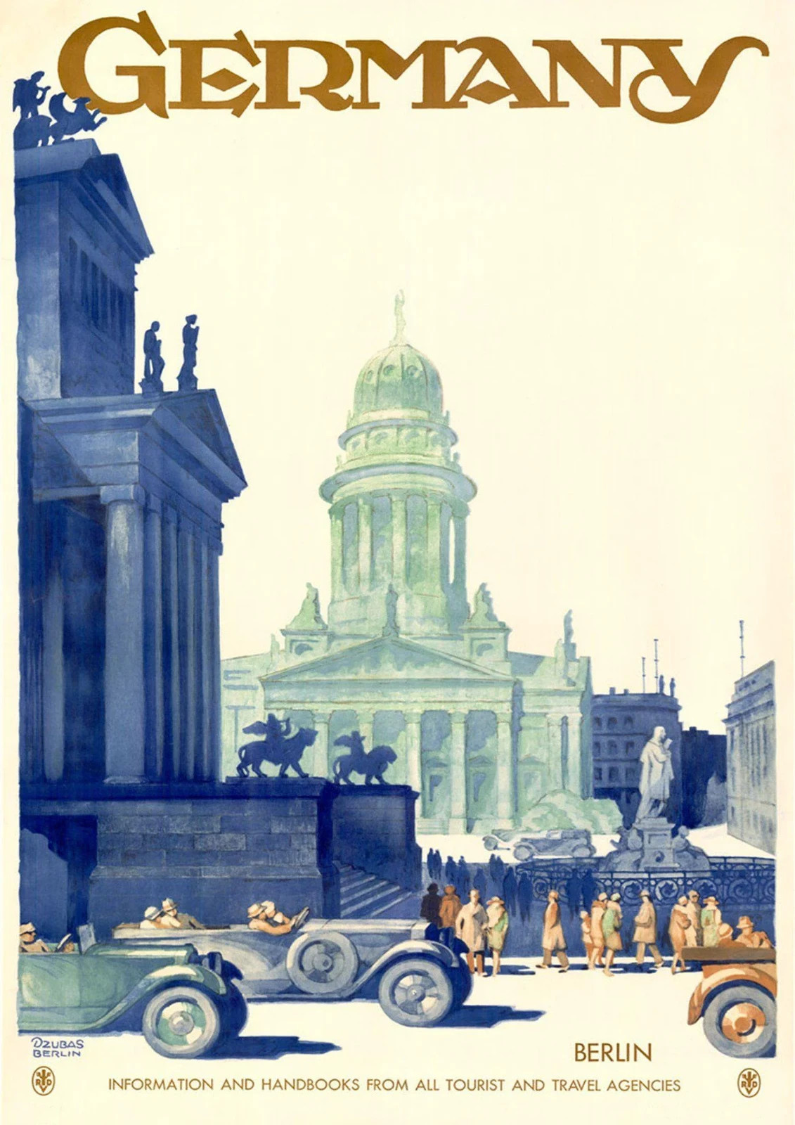 Visit Berlin Germany Europe Vintage Travel Poster Print