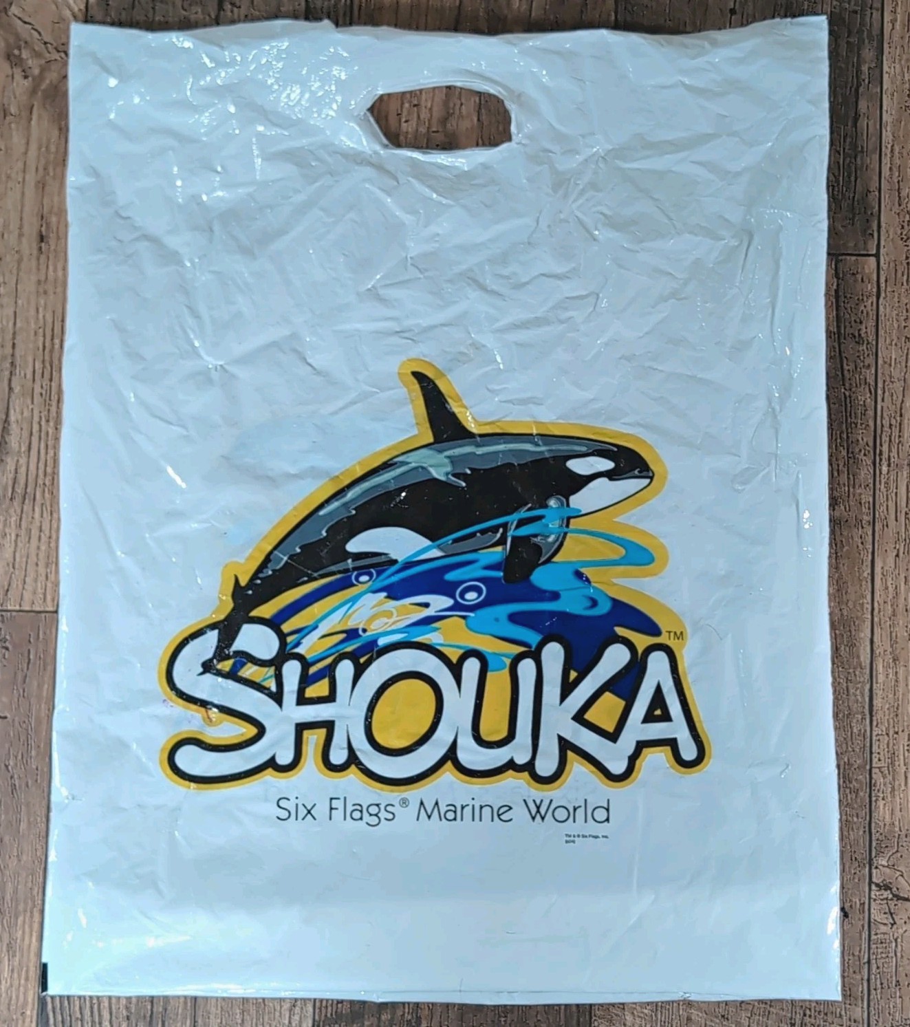 Six Flags Marine World Souvenir Plastic Shopping Bag 2005 Shouka whale 22x17 Six Flags Marine World Souvenir Plastic Shopping Bag 2005 Shouka whale 22x17