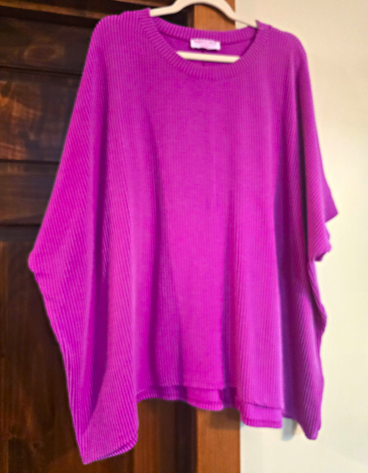 Discount Divas Boutique 1X Fushia Ribbed Knit Tunic 3/4 Sleeve Pullover