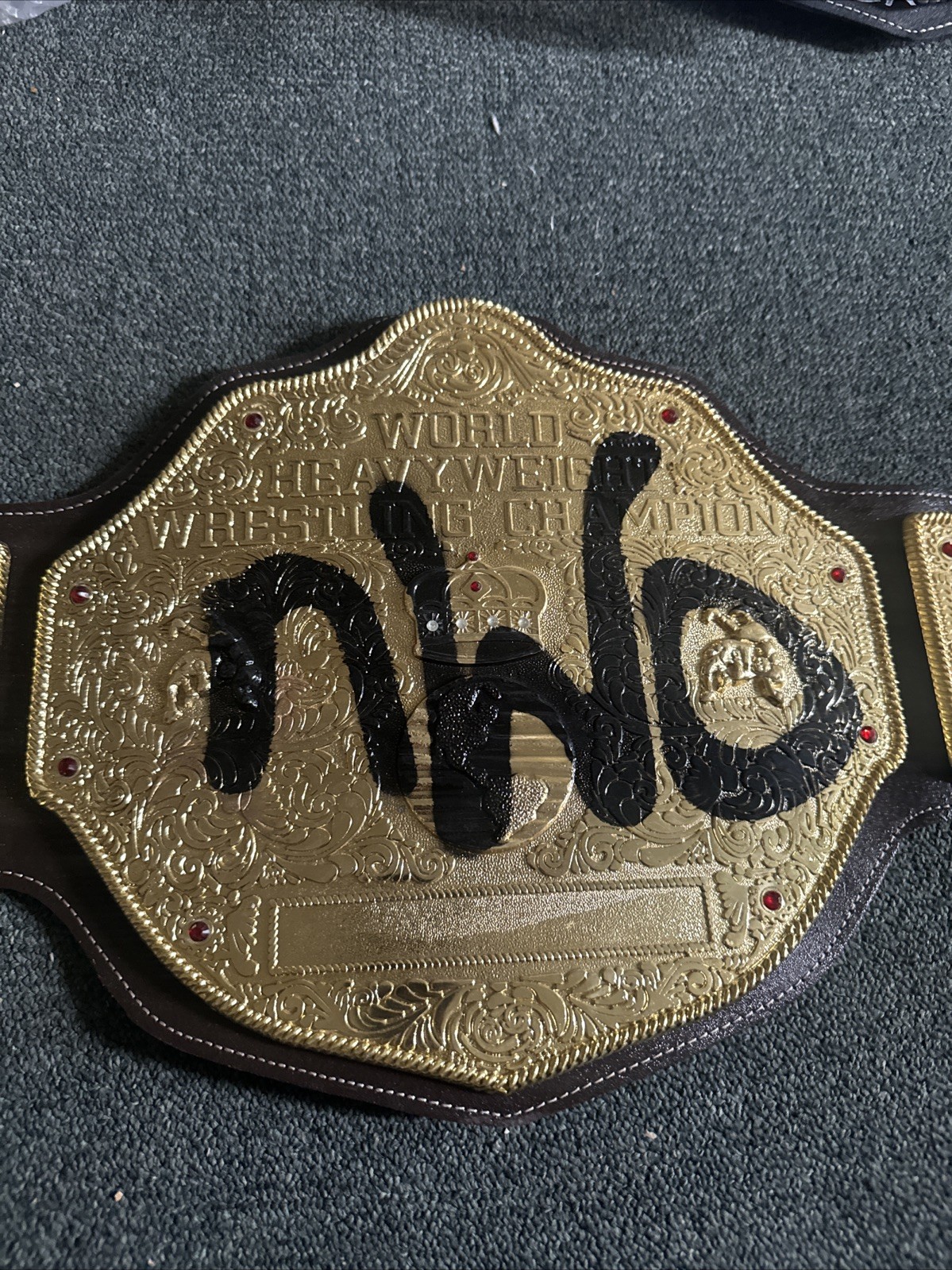 Big Gold NWO Spray Championship Belt Die cast  Brown Strap Replica