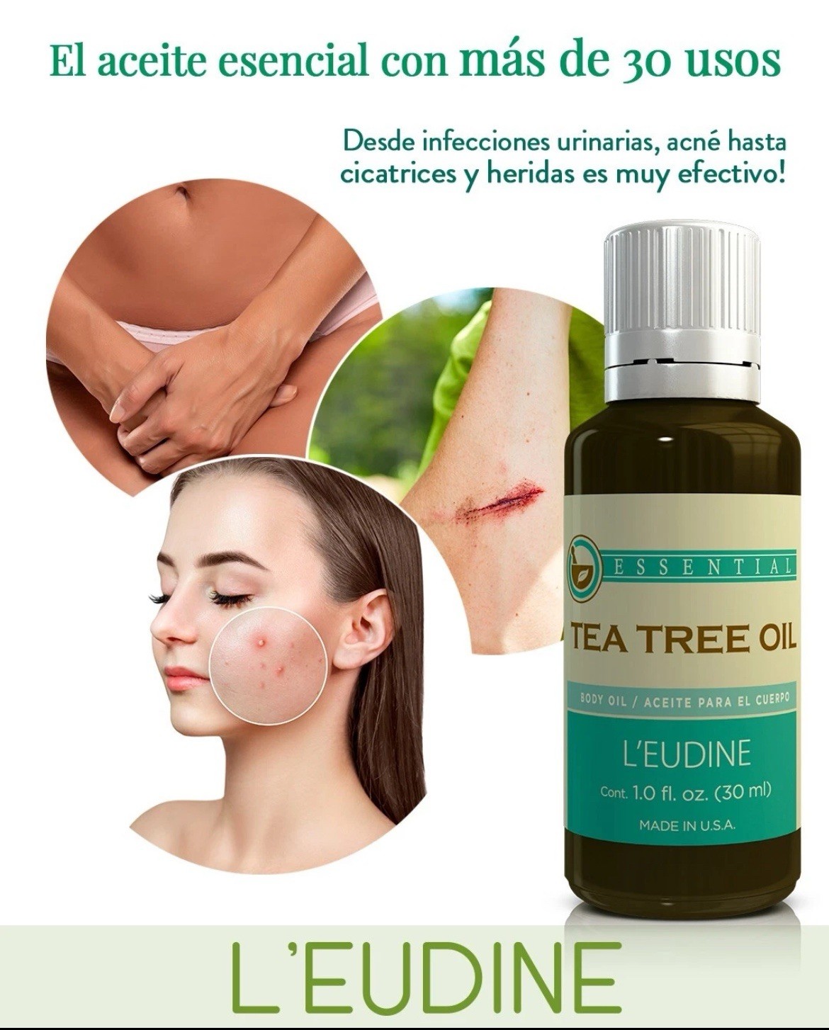 LEUDINE Tea Tree Oil - Poder antiviral y bactericida