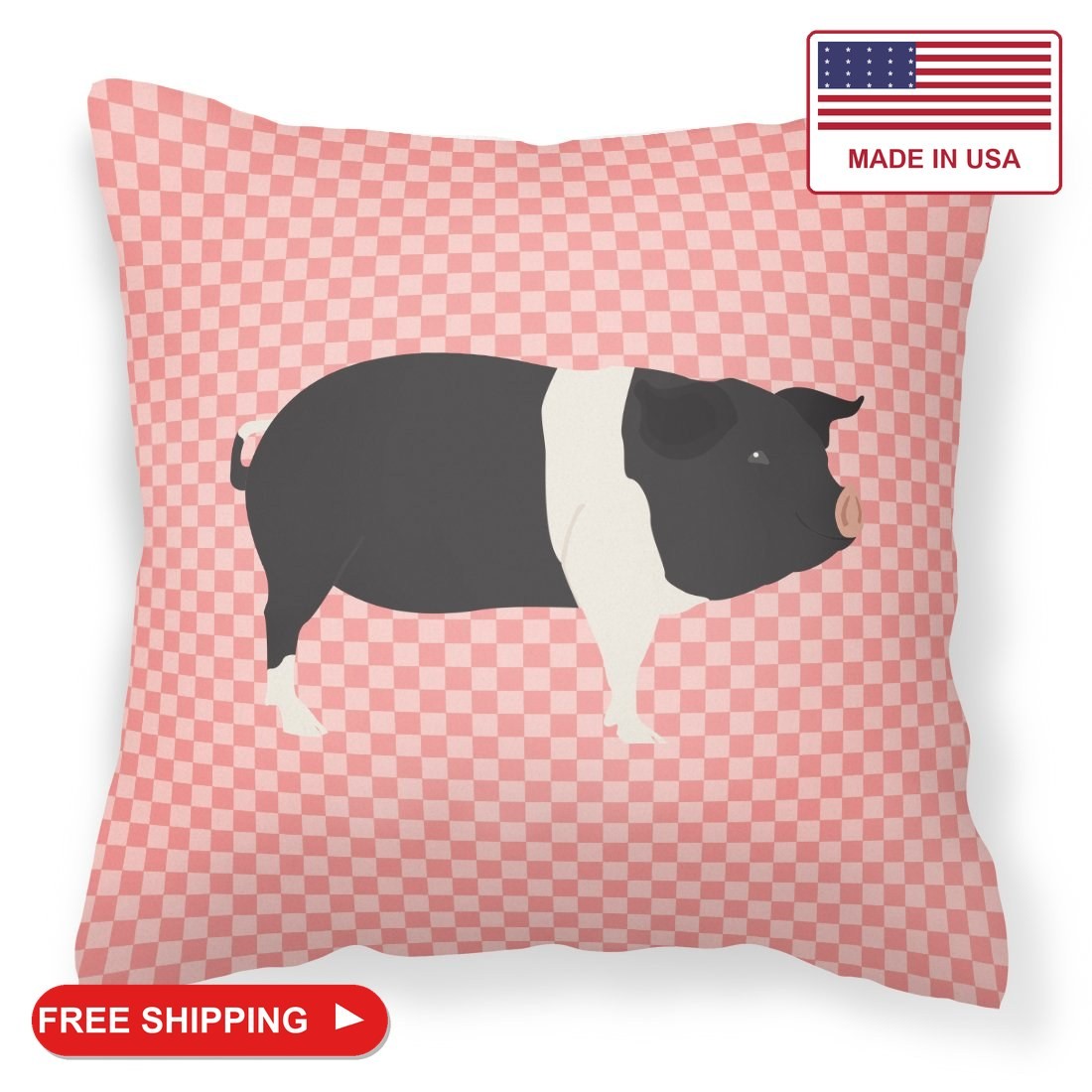 Caroline's Treasures BB7939PW1818 Hampshire Pig Pink Check Fabric Decorative Pil