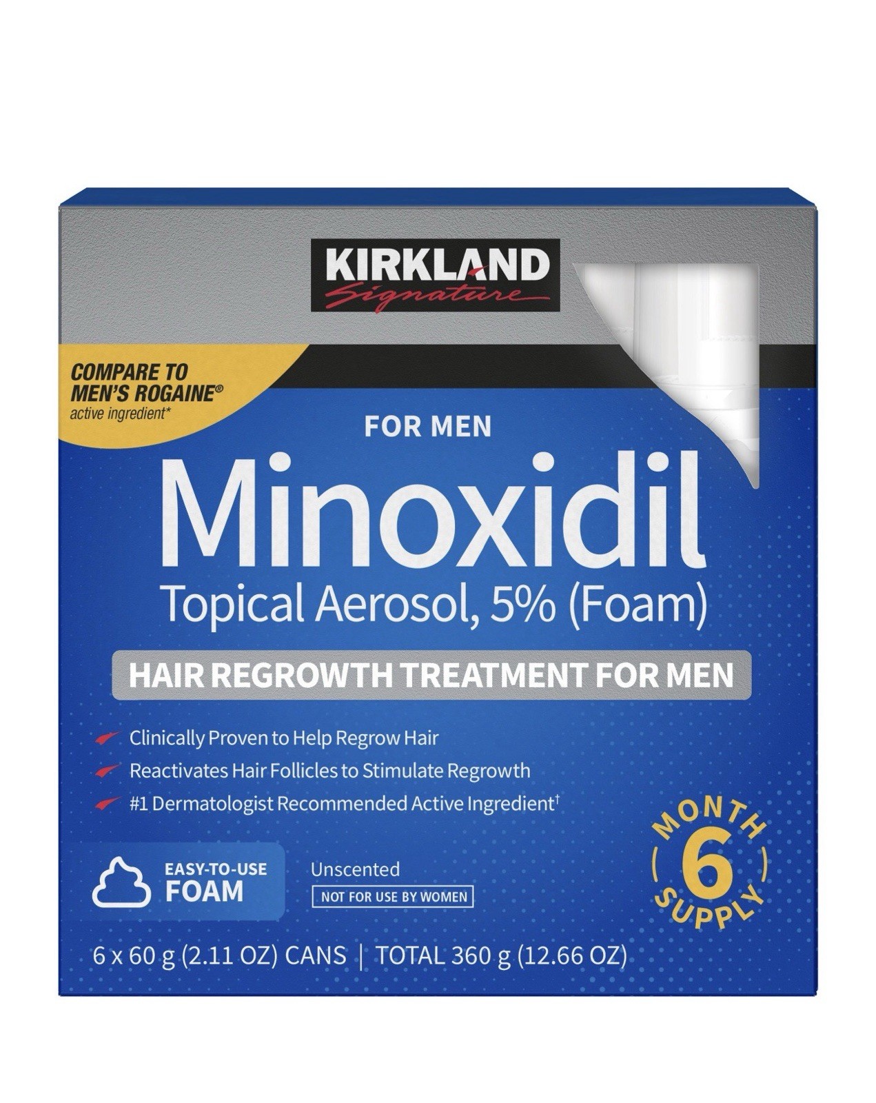 Kirkland Signature 5% Minoxidil Foam Unscented for Men 6 Pack 12.66 oz Kirkland Signature 5% Minoxidil Foam Unscented for Men 6 Pack 12.66 oz