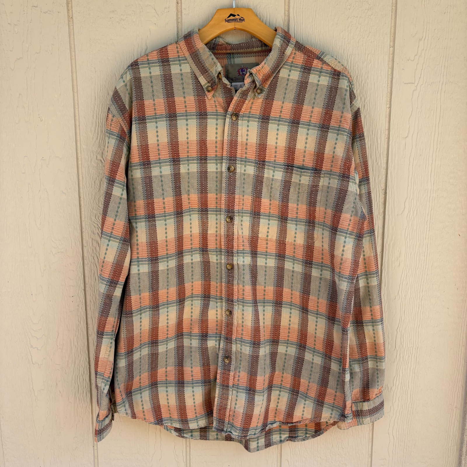 The Territory Ahead Button Down Shirt Men\'s XL Multi Color Plaid Textured Boho The Territory Ahead Button Down Shirt Men\'s XL Multi Color Plaid Textured Boho