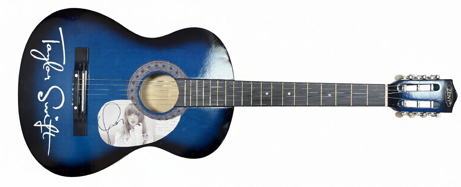 Taylor Swift Signed 38 inch Blue Guitar Beckett COA Taylor Swift Signed 38 inch Blue Guitar Beckett COA