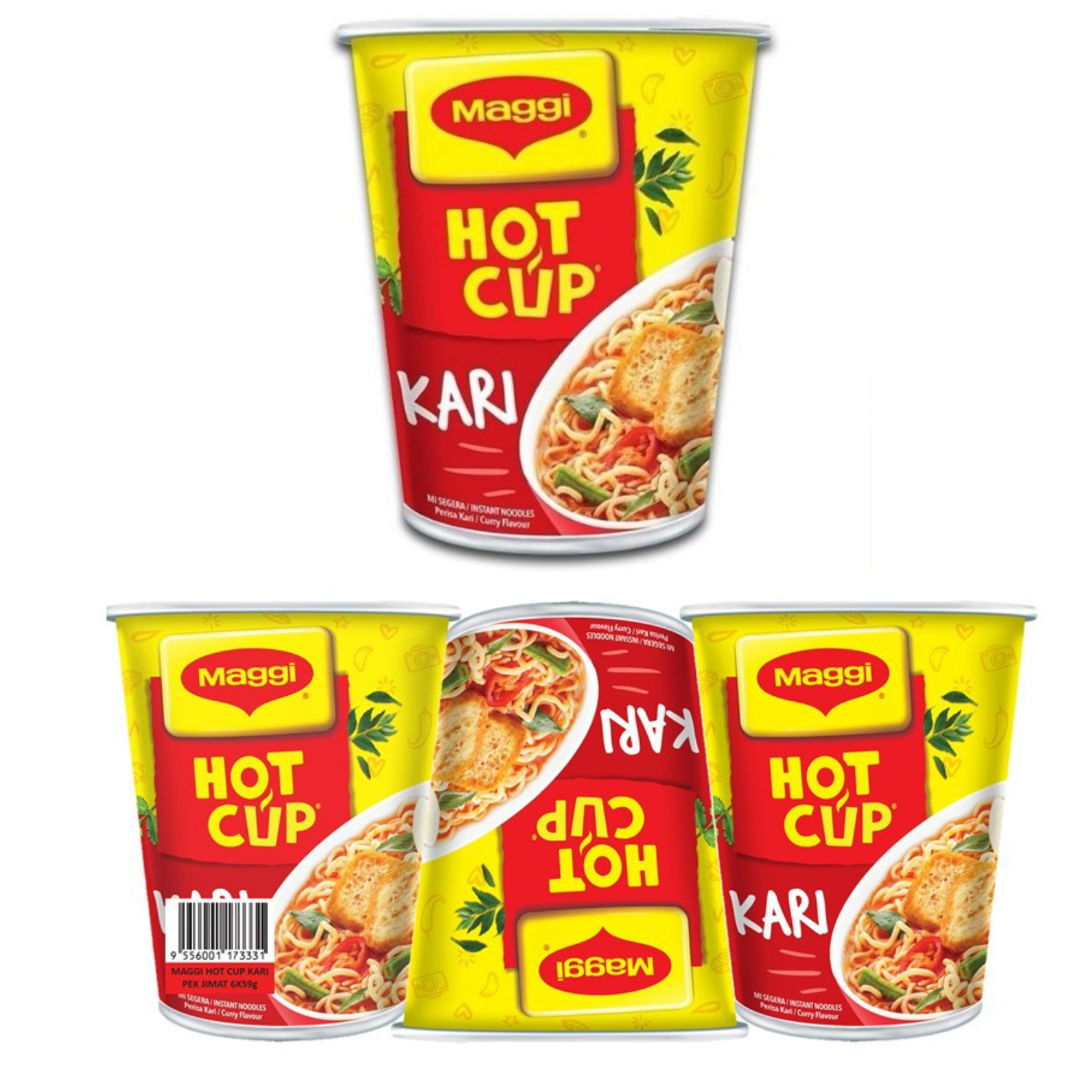 6x Maggi HOT CUP CURRY Flavour - 58g Halal Food Malaysia Fast Instant