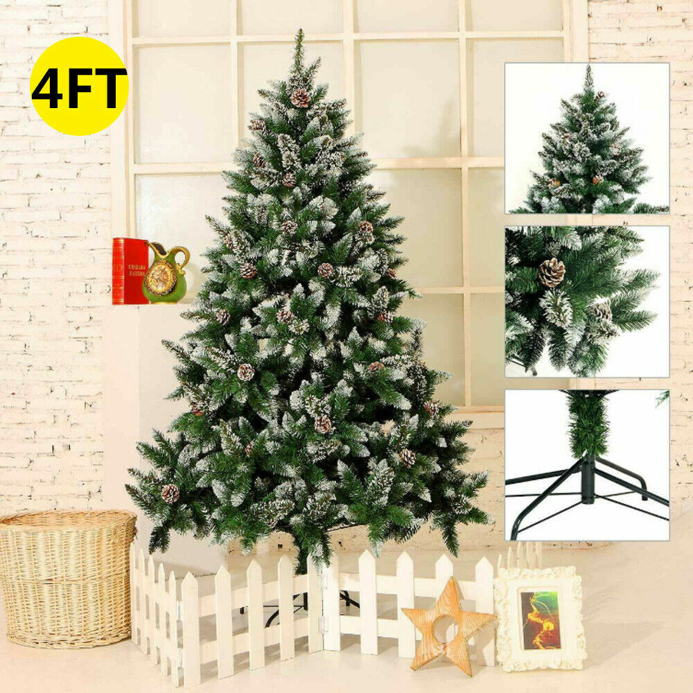 4/5/6/7ft Pre Lit Christmas Tree with LED Lights Bushy Tips Artificial Xmas Tree