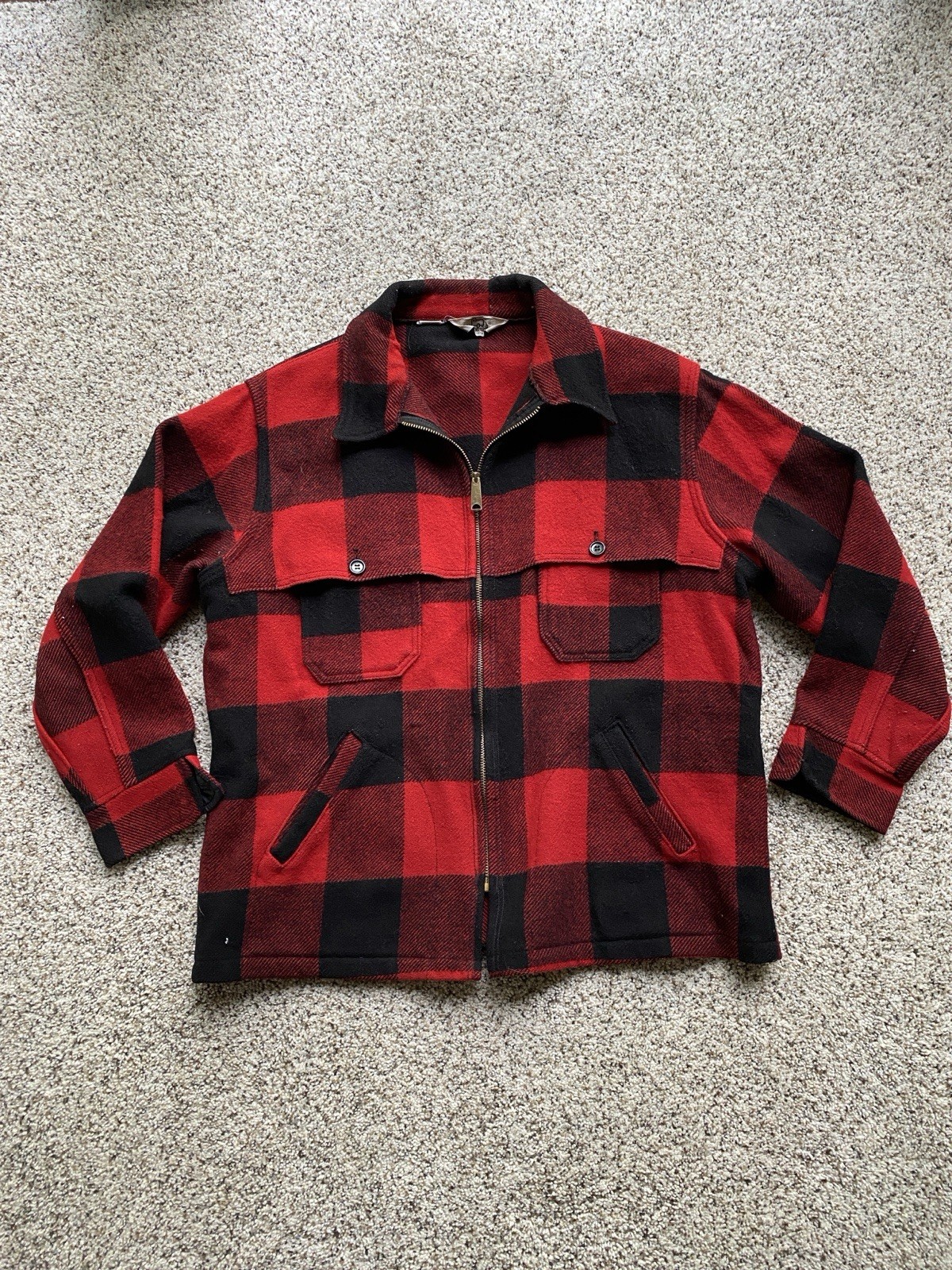Vintage Woolrich Mackinaw Cruiser Buffalo Plaid Wool Jacket XL Midweight