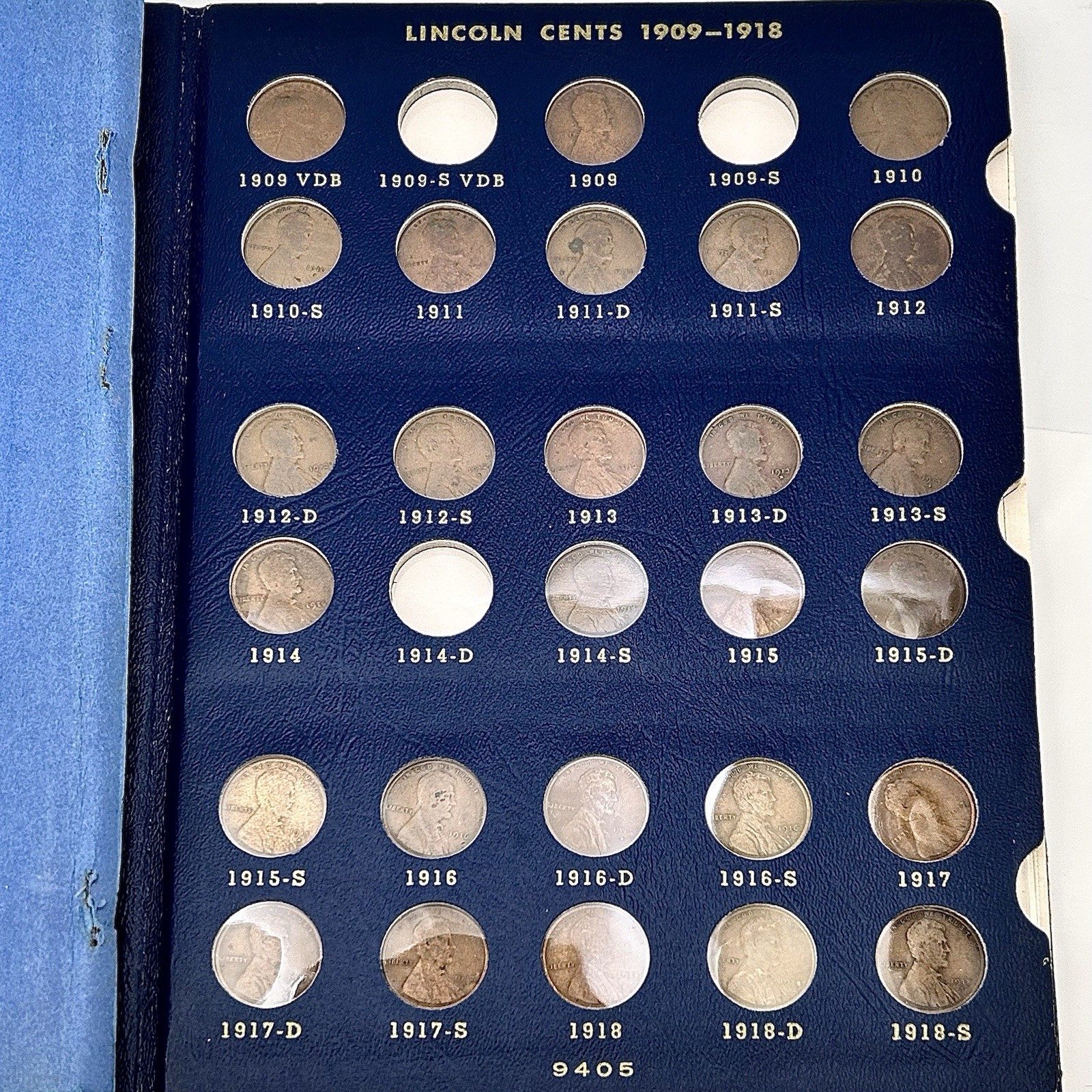 1909-1940 Lincoln Wheat Cent Album 85/90 Coins 1922 Weak D, 1910S-1915S, 1924-D
