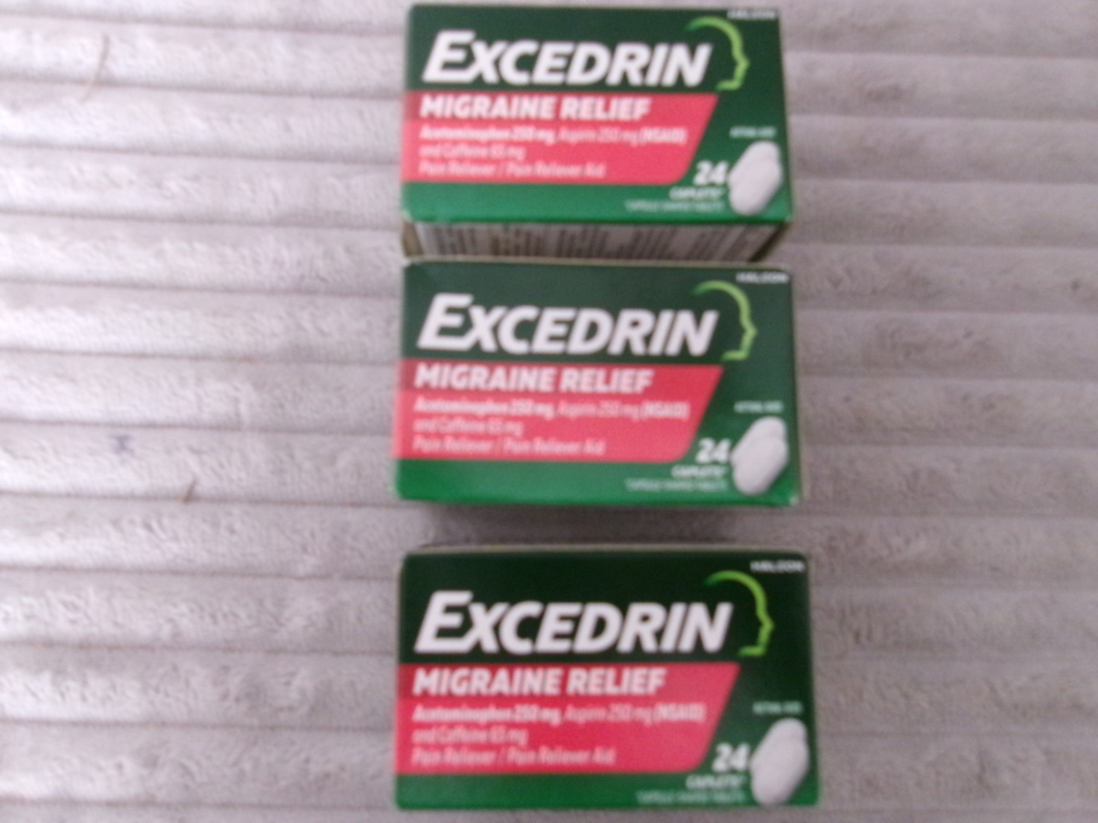 3 Boxes EXCEDRIN Migraine Relief Total 72 Caplets May 2028