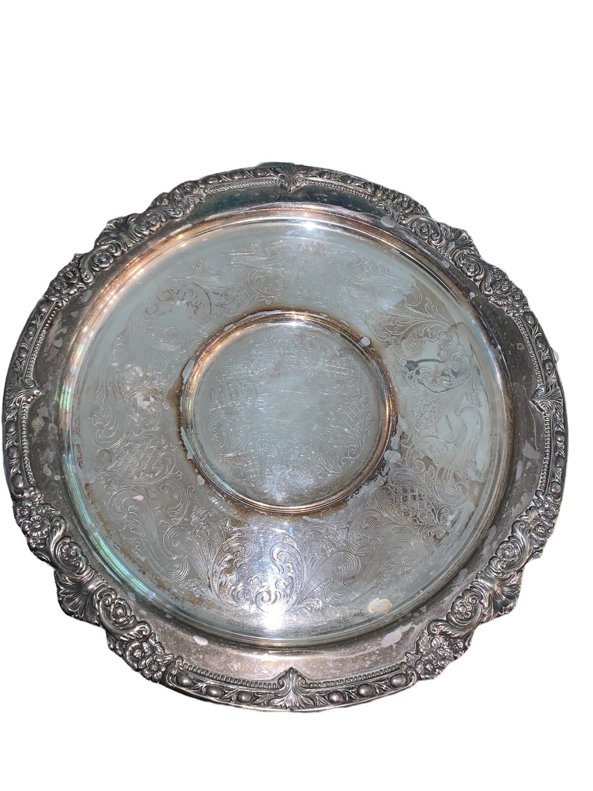 Vintage 50\'s SHERIDAN Silver Plated Lazy Susan Pedestal Tray