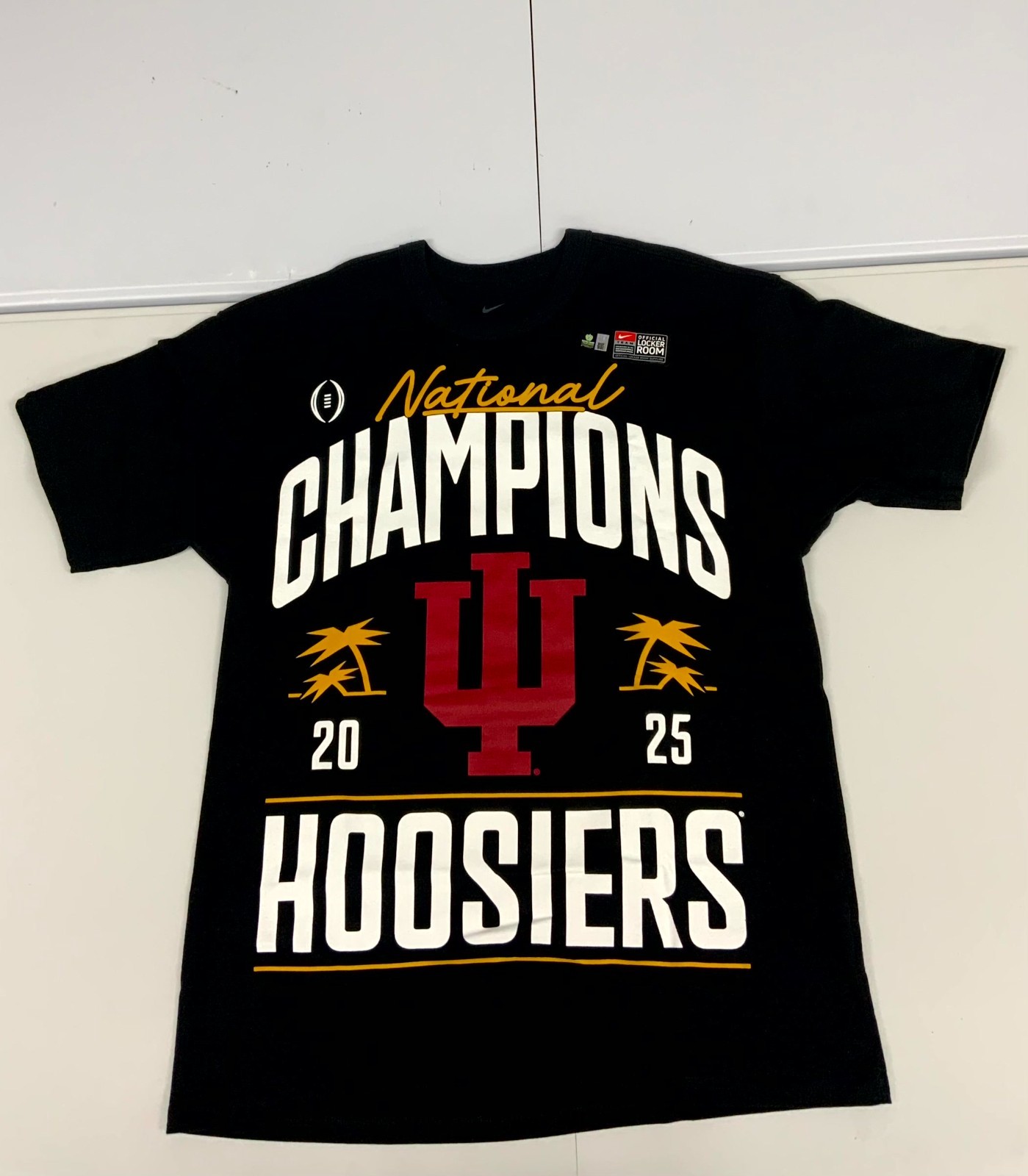 Nike Indiana Hoosiers National Champions T Shirt Mens Black Cotton Short Sleeve