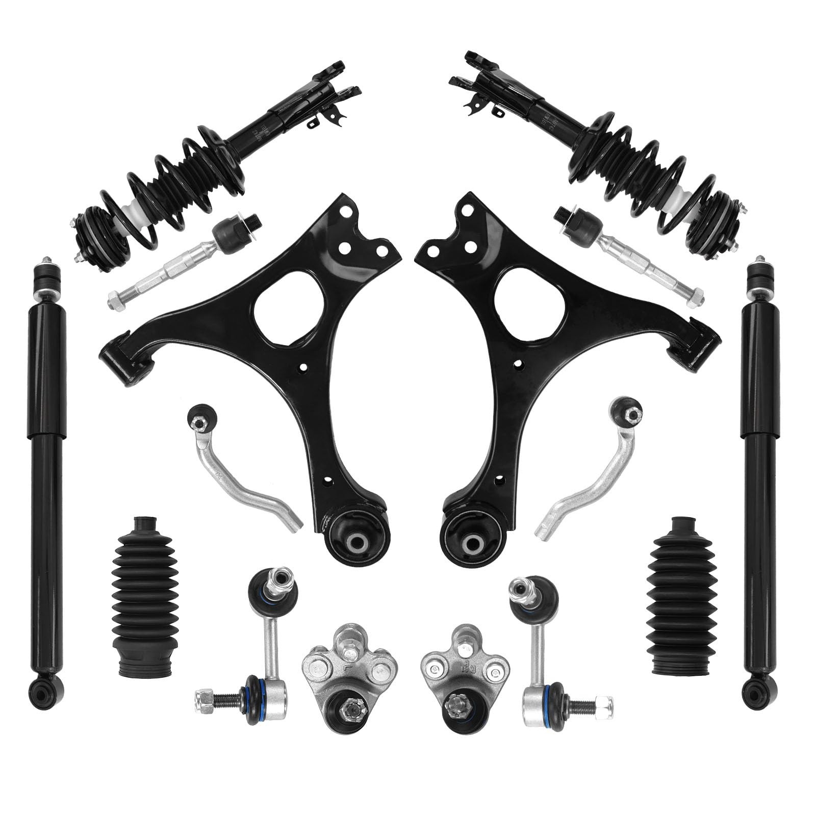 16Pc Kit w/ Frt Lower Control Arm BJ F/R Shocks Sway Bar TieRod Boot 06-11 Civic