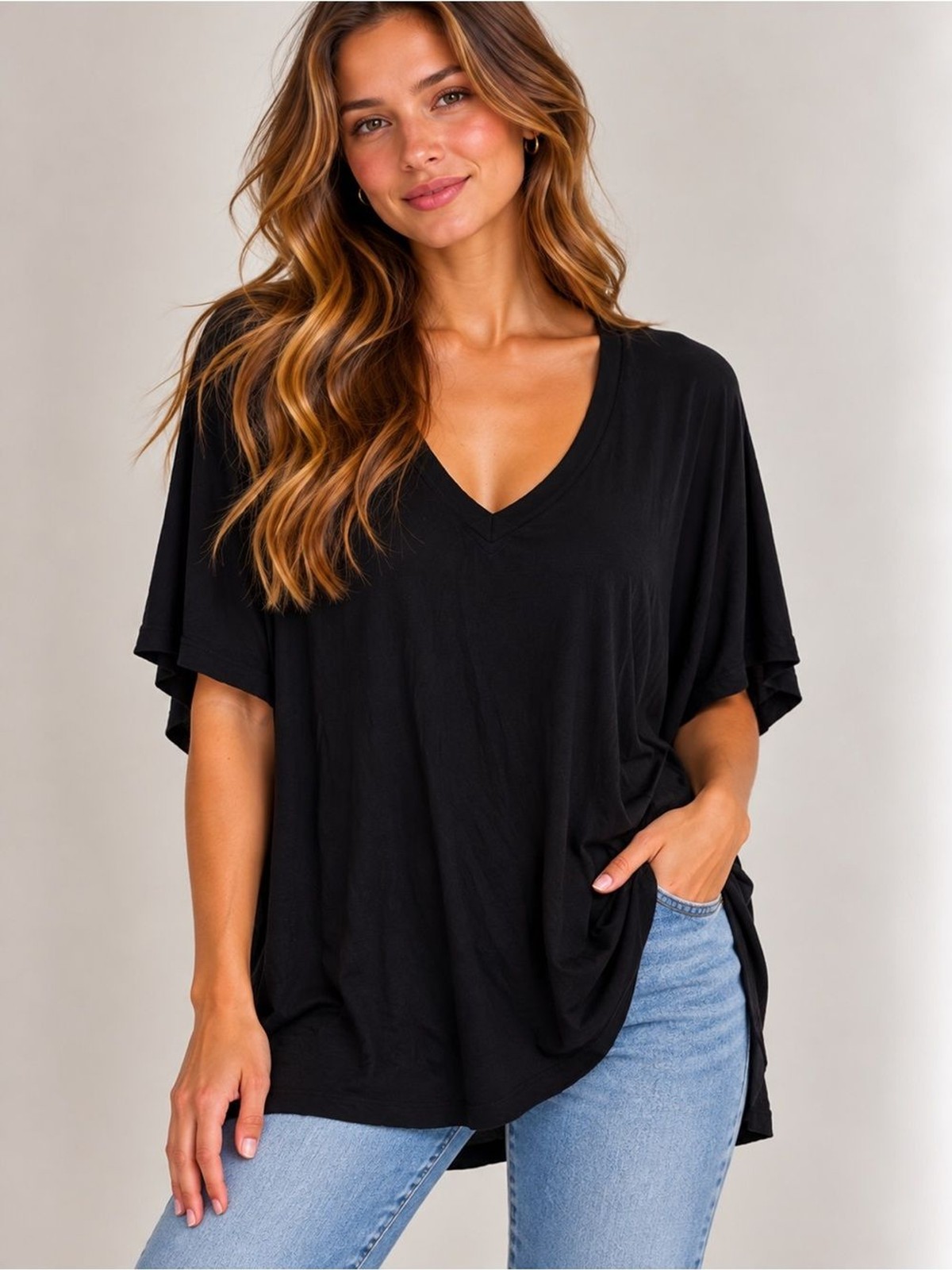 A New Day Women’s 4X Black V Neck Oversized Tunic Top Plus Size NWT A New Day Women’s 4X Black V Neck Oversized Tunic Top Plus Size NWT