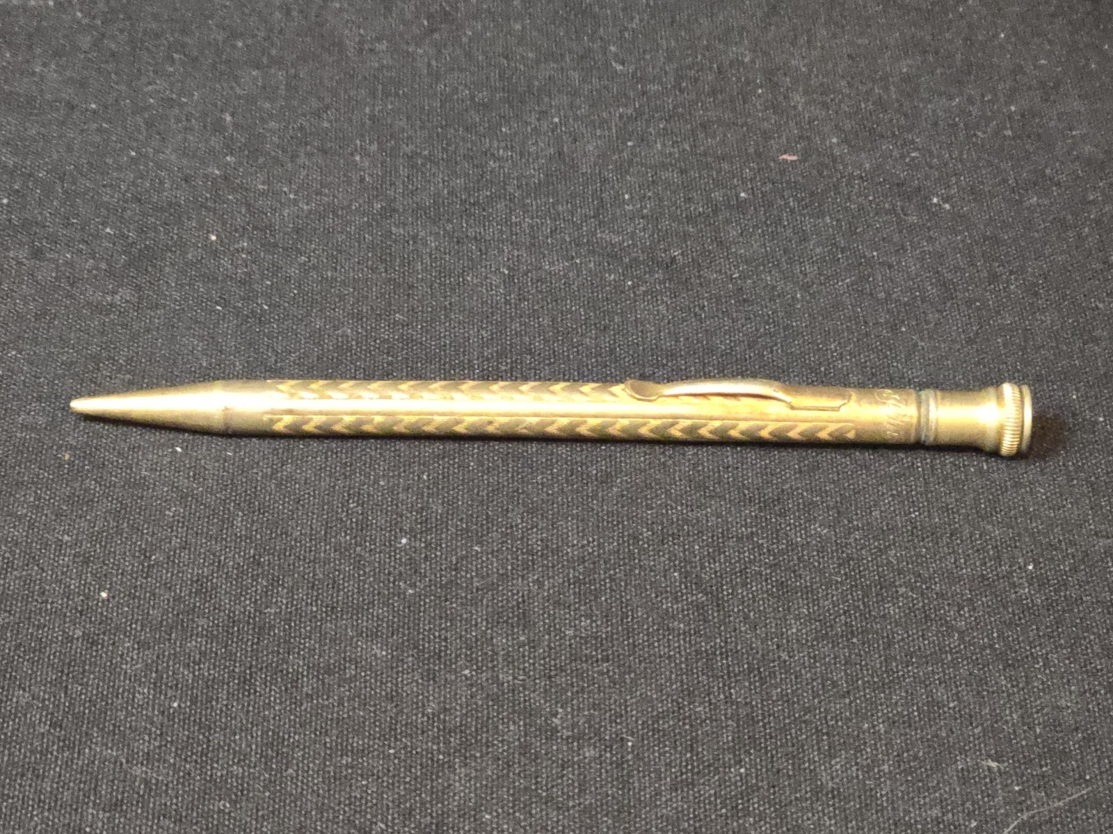 Vintage 1920s Sta-Rite Gold Filled Mechanical Pencil Chevron Pattern WORKS GREAT