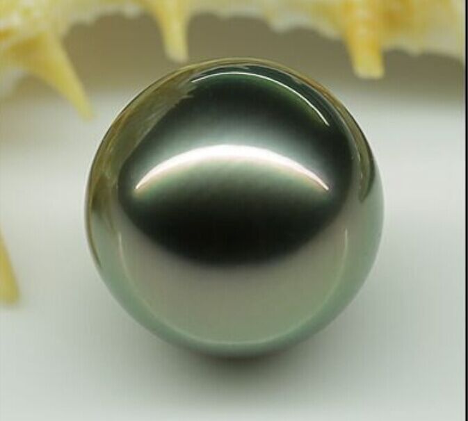 HUGE 13MM PERFECT ROUND 100% TAHITIAN GENUINE BLACK LOOSE PEARL UNDRILLED AAA