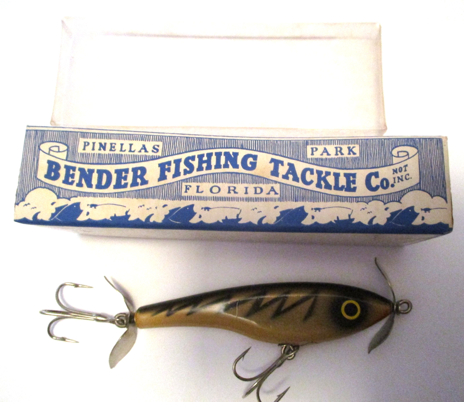 NOS VINTAGE UNFISHED BENDER FISHING TACKLE Co POTBELLY No. 90 W.L.S. LURE in BOX