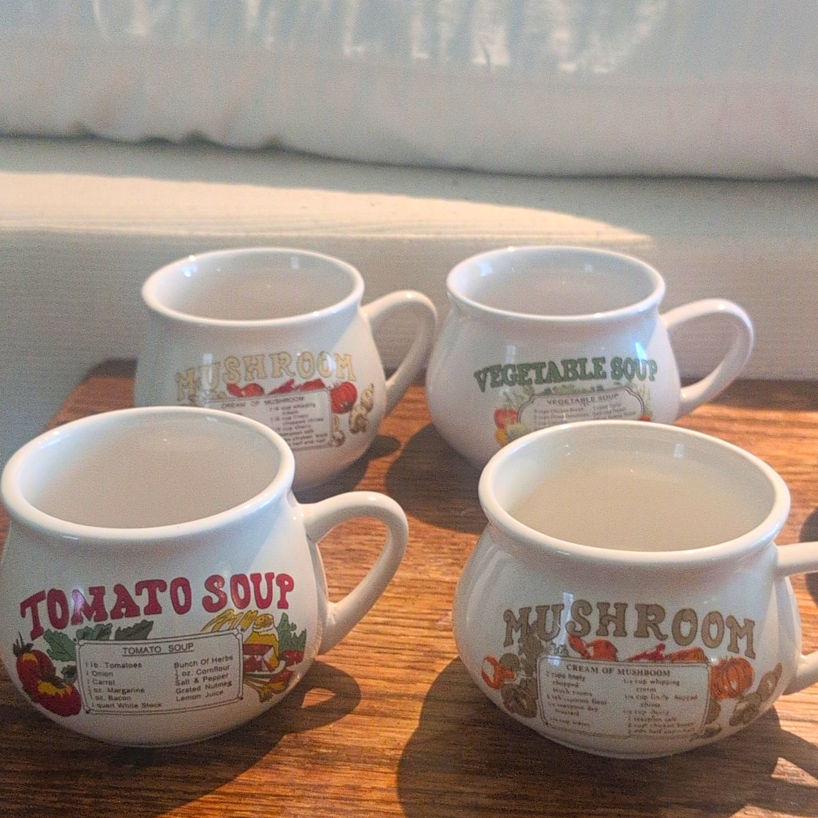 7-Piece Ceramic Soup Recipe Mugs Set White Multicolor Painted With Handle 7-Piece Ceramic Soup Recipe Mugs Set White Multicolor Painted With Handle