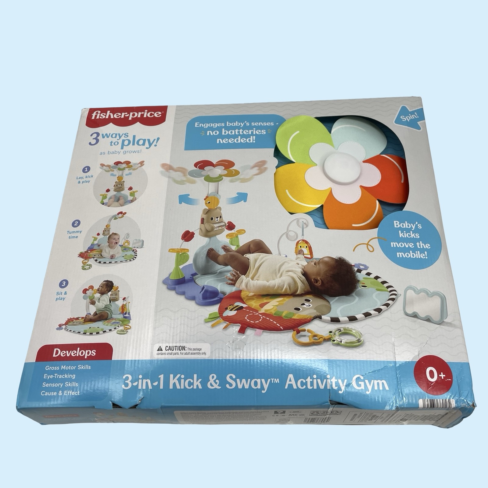 Fisher-Price 3-in-1 Kick & Sway Activity Gym Play Mat & Sensory Toys #0589