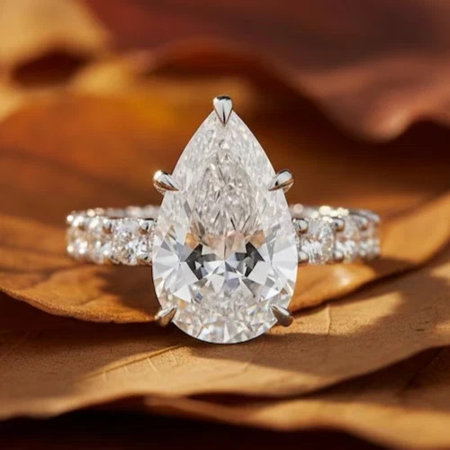 IGI 5.75 Ct Pear Cut EF/VS1 Lab Grown Diamond Hidden Halo Ring 14K White Gold