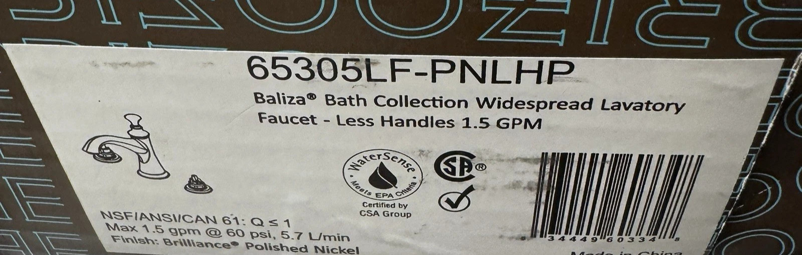 Brizo Baliza Widespread Bathroom Faucet with Pop-Up Drain 65305LF-PNLHP