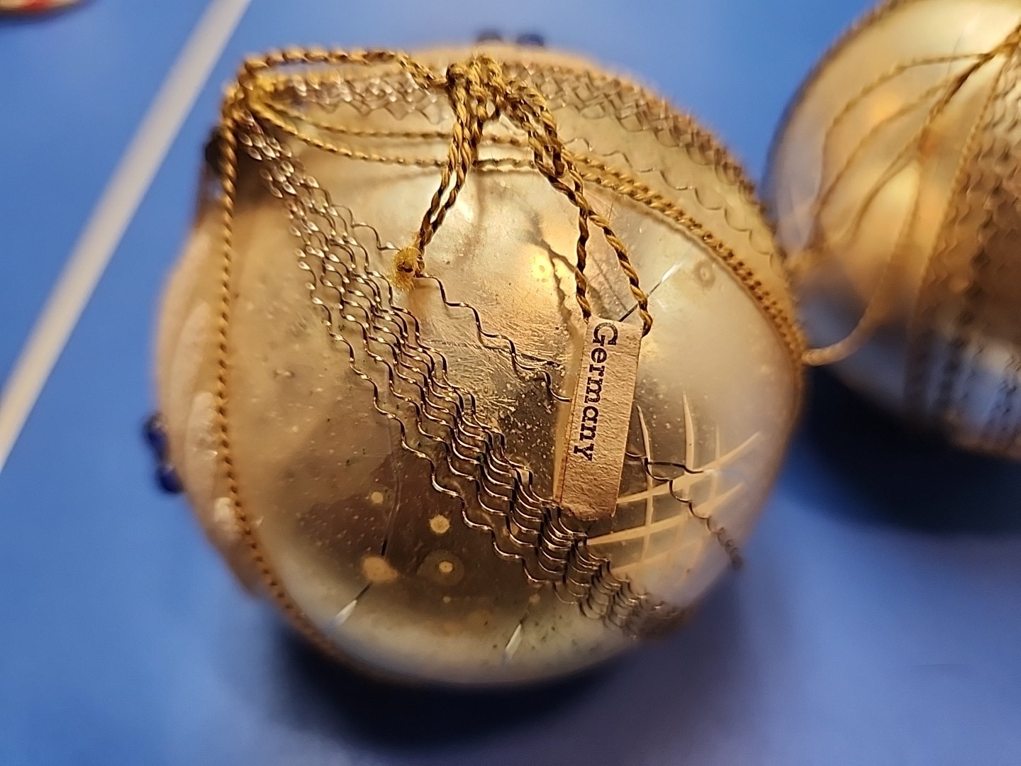 Two Vintage Wire-Wrapped Christmas Ornaments, Made In Germany