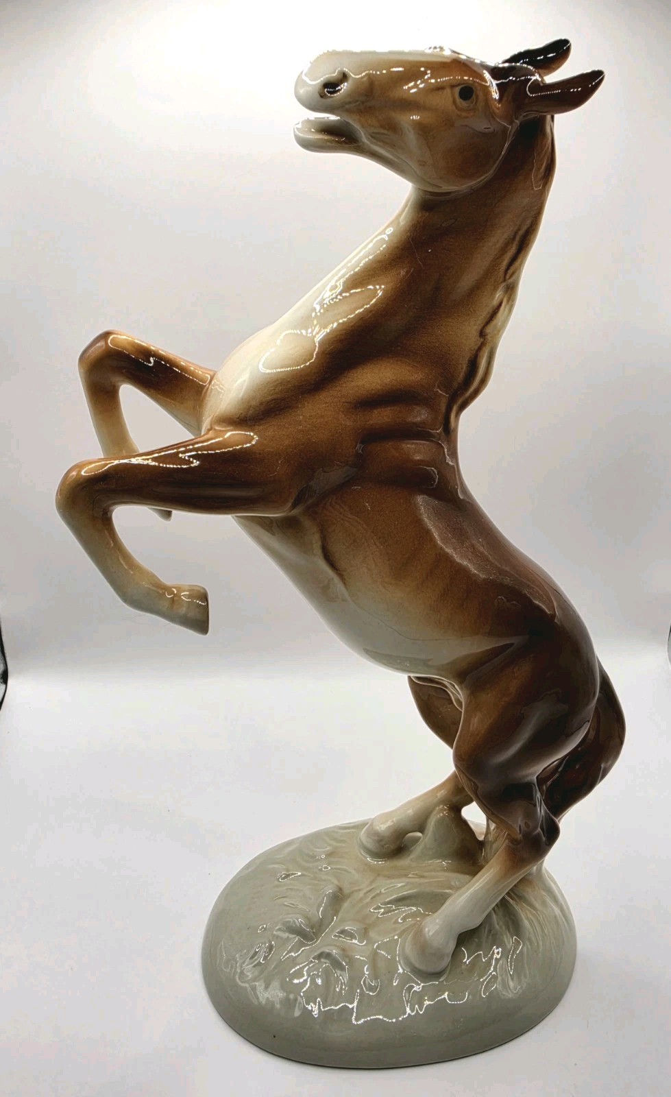 Vintage ROYAL DUX Rearing Palomino Horse, Mid Century