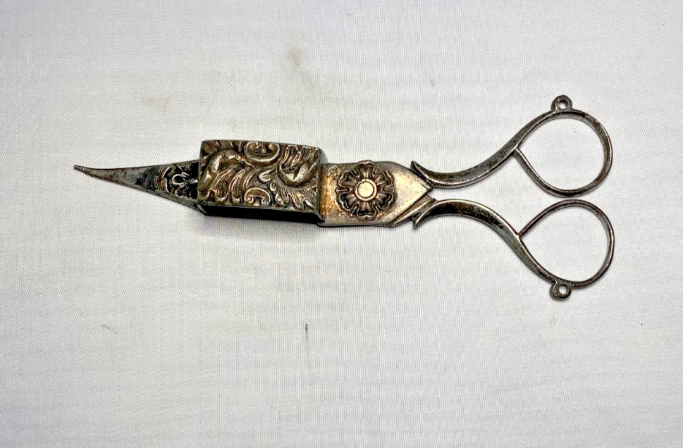 Antique Victorian Silverplate Candle Wick Trimmer Scissors W/ British Hallmarks