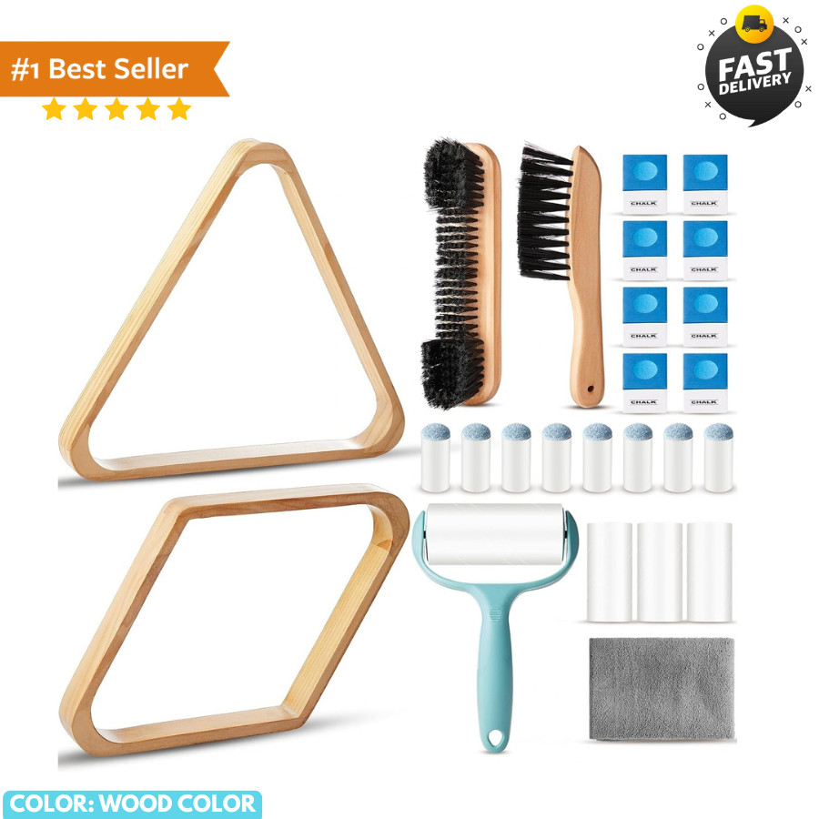 22 Pcs Pool Table Brush Set Ball Racks Triangle Diamond Chalk Billiards Kit 22 Pcs Pool Table Brush Set Ball Racks Triangle Diamond Chalk Billiards Kit