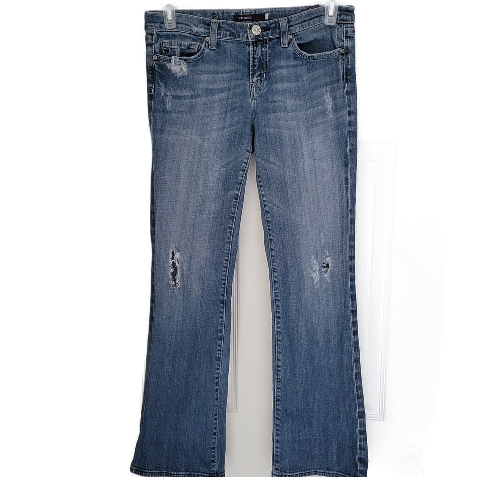 Vigoss London Women Boot Jeans Size 7 Distressed  5 pocket design medium wash