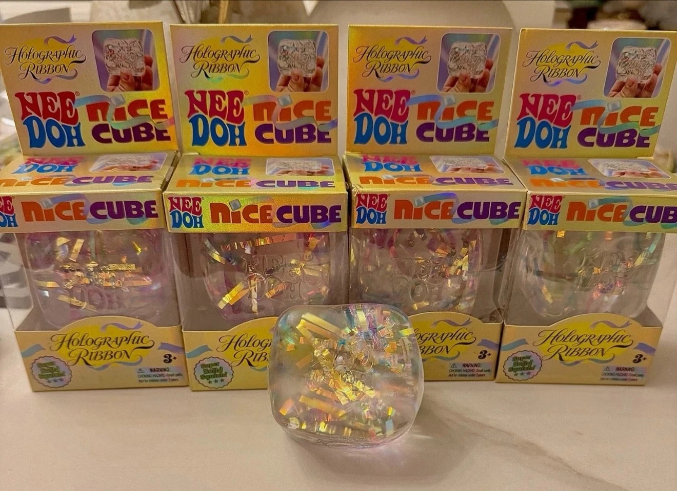 NeeDoh Squishy Needoh  Holographic Ribbon Squishy Rainbow SUPER RARE
