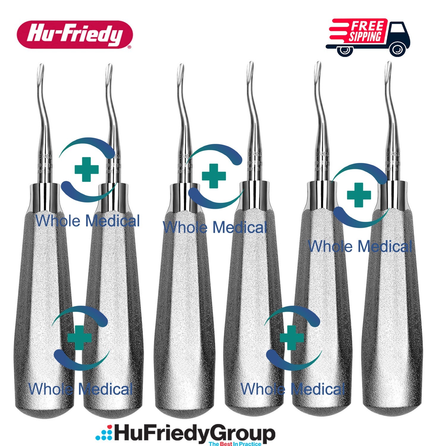 6 Pc Hu-Friedy E46R Warwick James Right Elevator Dental Surgical Set