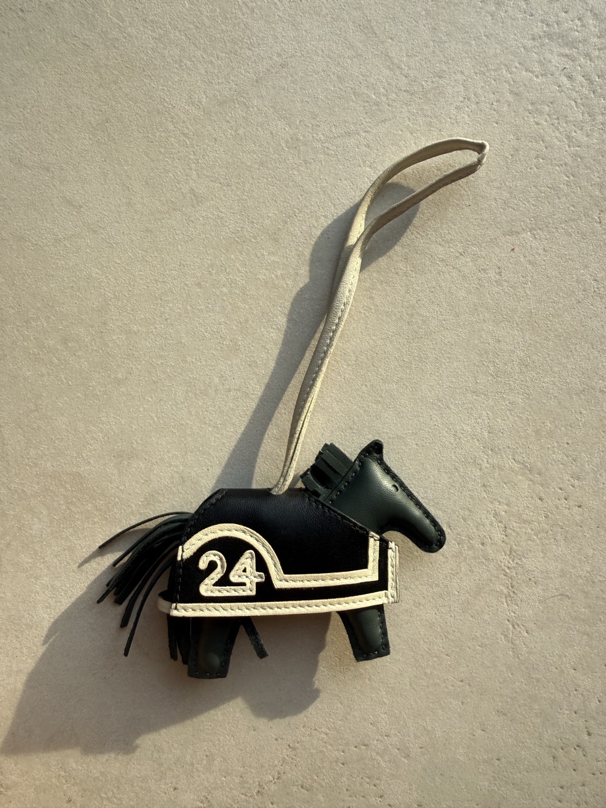 Hermès Rodeo Robeo 24 PM Bag Charm – Vert Mangrove / Noir / Craie – With Box