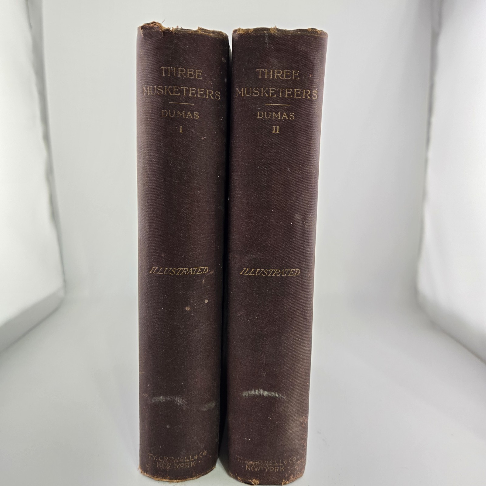 VTG The Three Musketeers Vol I & Vol II 1894 Alexandre Dumas - HC Illus. Leloir