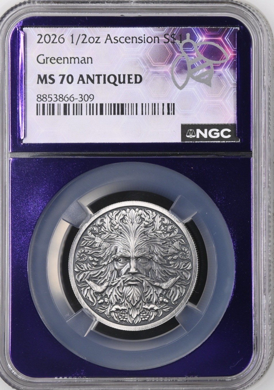 2026 Ascension S$1 1/2oz Greenman NGC MS 70 ANTIQUED Trader Bea Core 2026 Ascension S$1 1/2oz Greenman NGC MS 70 ANTIQUED Trader Bea Core