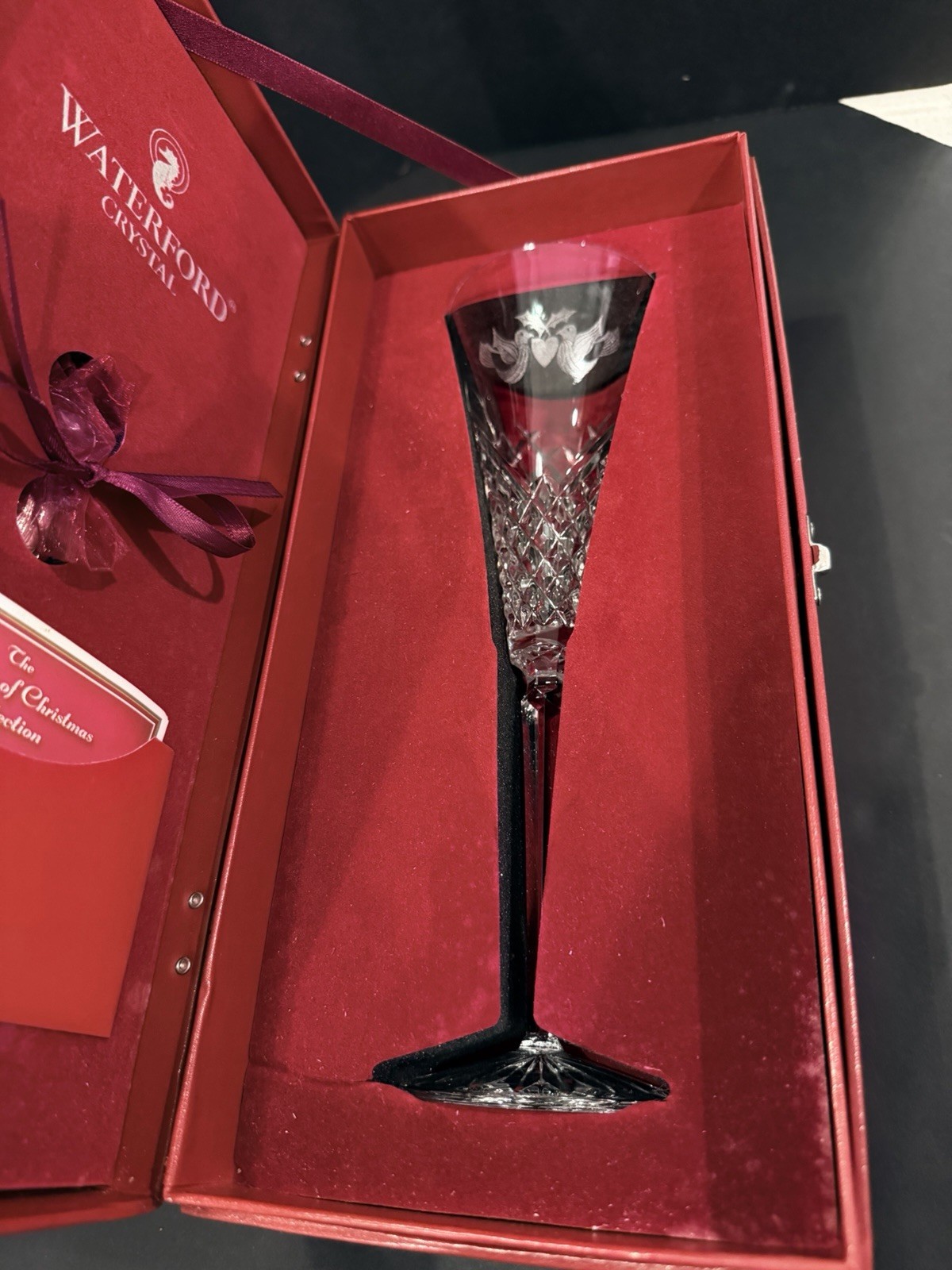 Waterford Crystal 12 Days of Christmas Champagne Flute Day 2 Two Turtle Doves