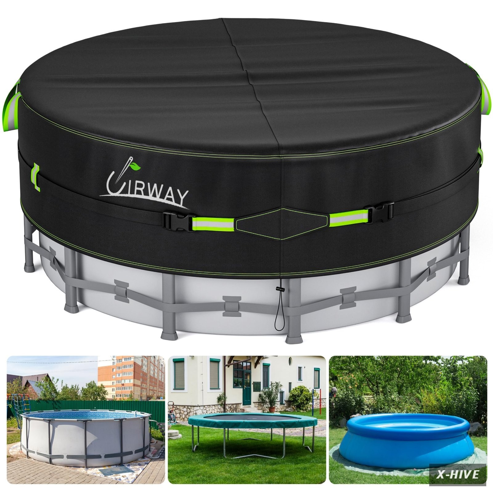 Covers 24' (Round) Polyester 1 Count UIRWAY Ft Winter Pool Cover Reflective