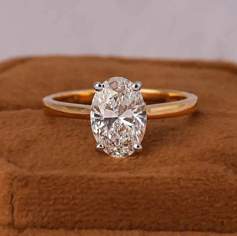 1.00 Ct Oval Cut Natural Diamond Solid 14K Yellow Gold Wedding Ring Size 1.00 Ct Oval Cut Natural Diamond Solid 14K Yellow Gold Wedding Ring Size