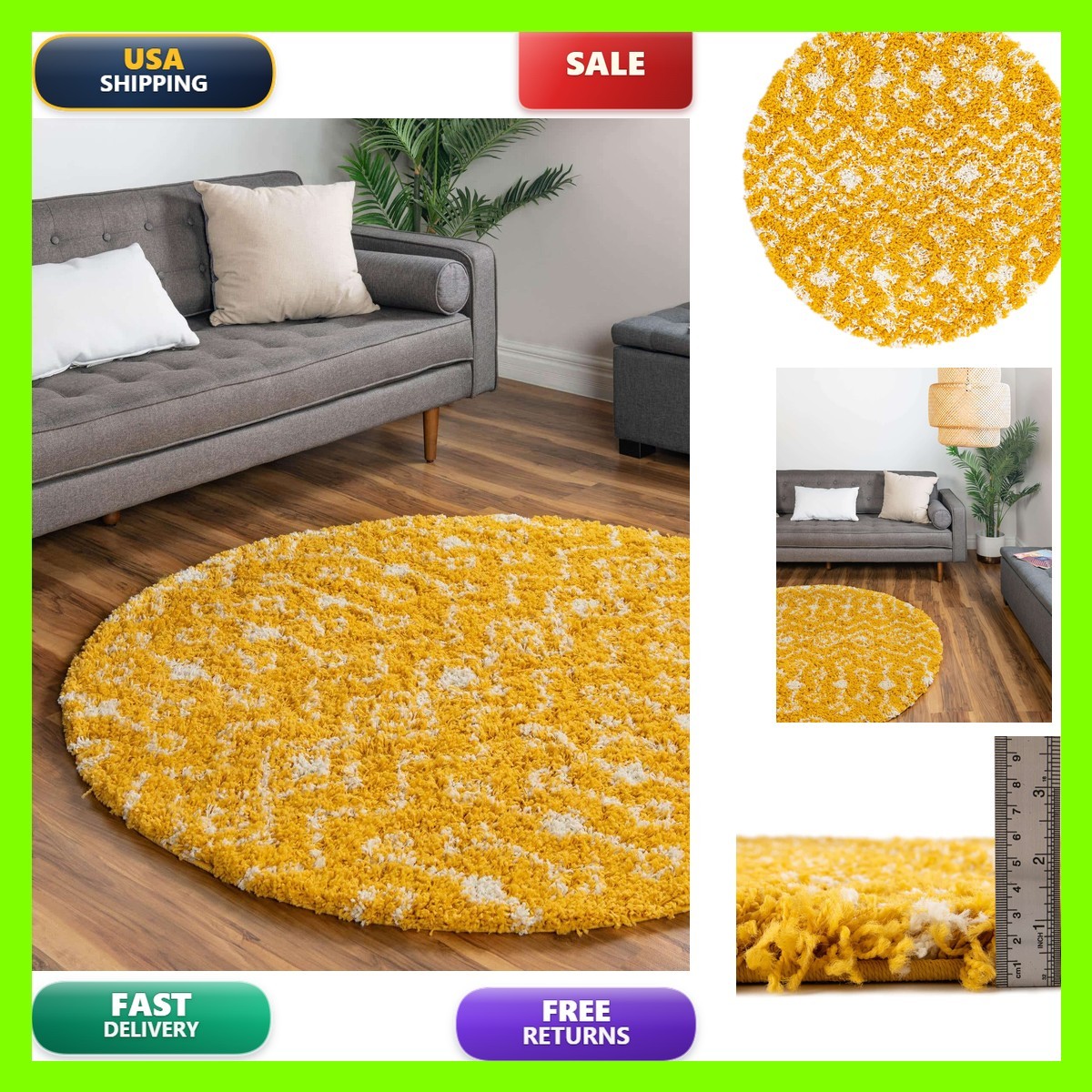 Unique Loom Moroccan Trellis Shag Rug - Meknes (3\' 3\ Unique Loom Moroccan Trellis Shag Rug - Meknes (3\' 3\