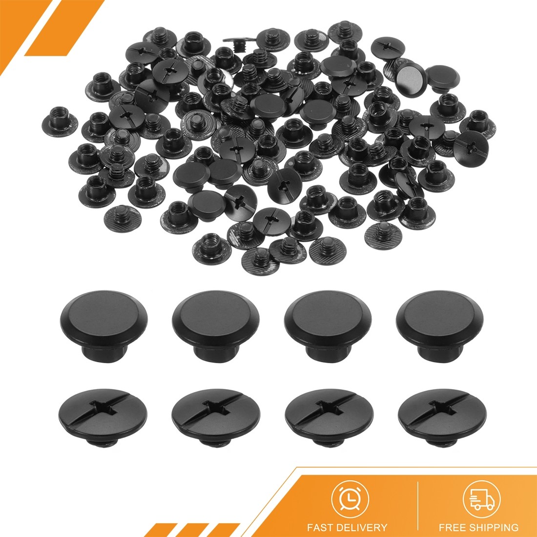 50 Set M5 x 4mm Chicago Screw Metal Stud Screw Rivets for Leather Black