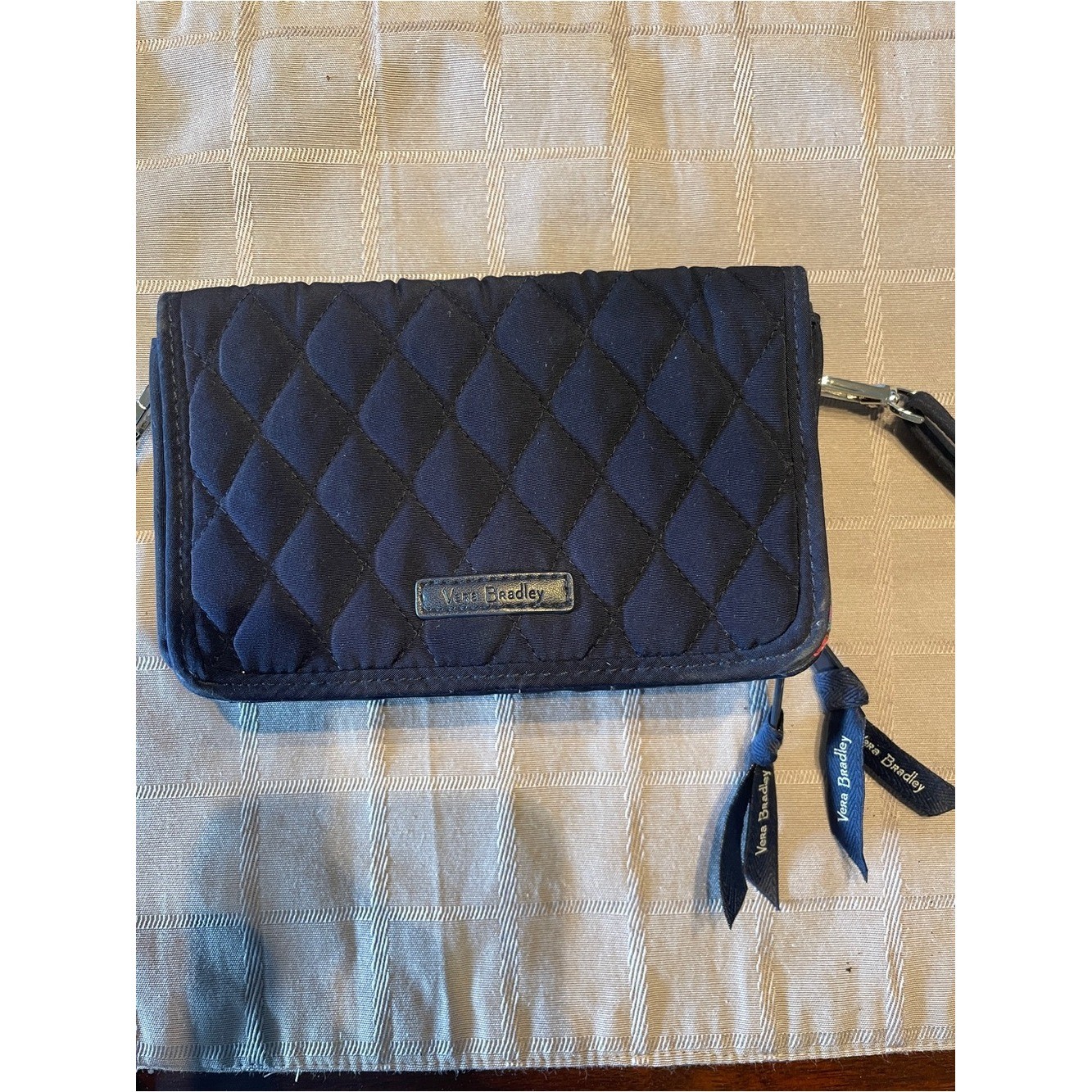 Vera Bradley RFID 3-in-1 Crossbody Wallet Bag • Classic Navy Quilted Microfiber