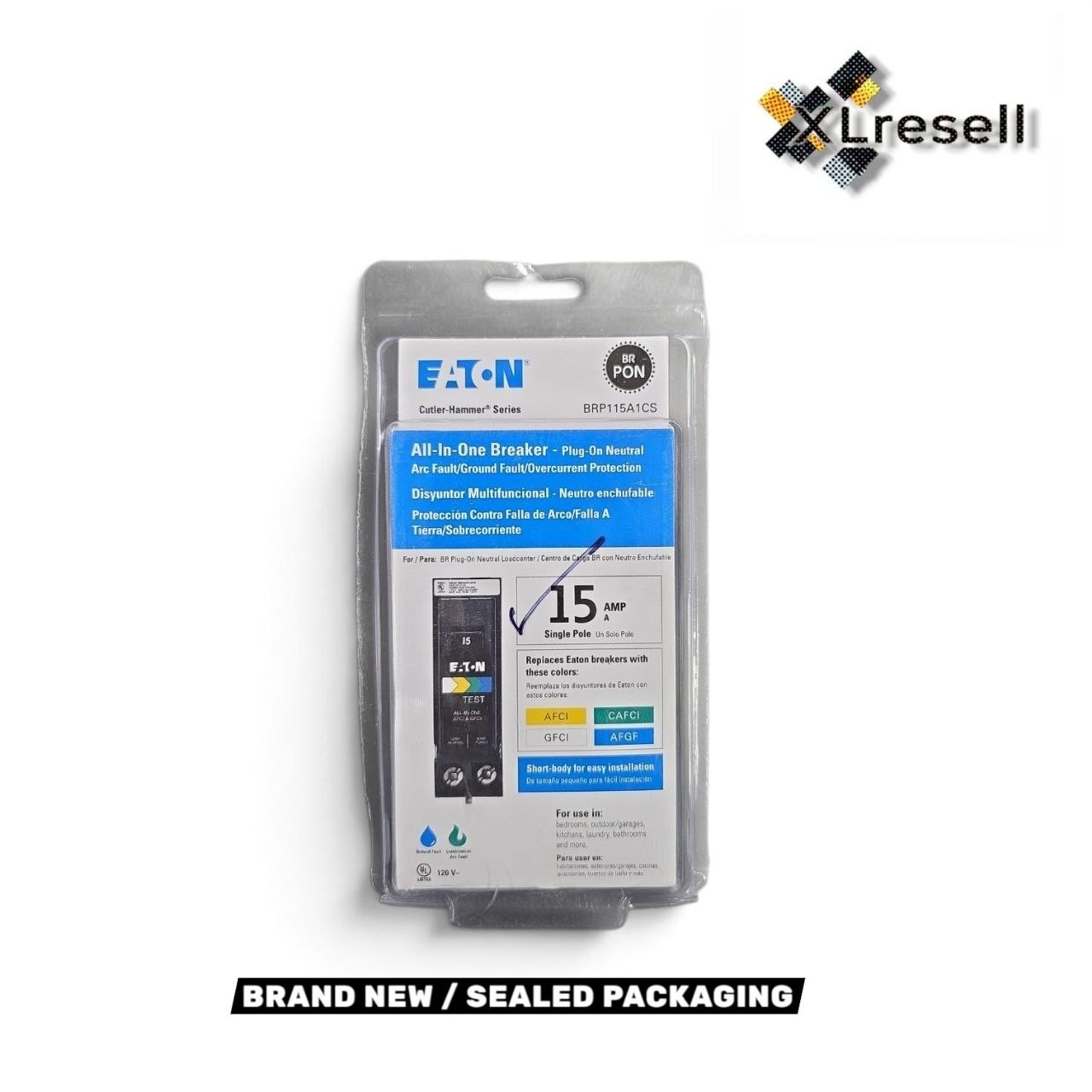 Eaton BR 15 Amp All in One AF/GF Plug-On-Neutral Breaker  # BRP115A1CS