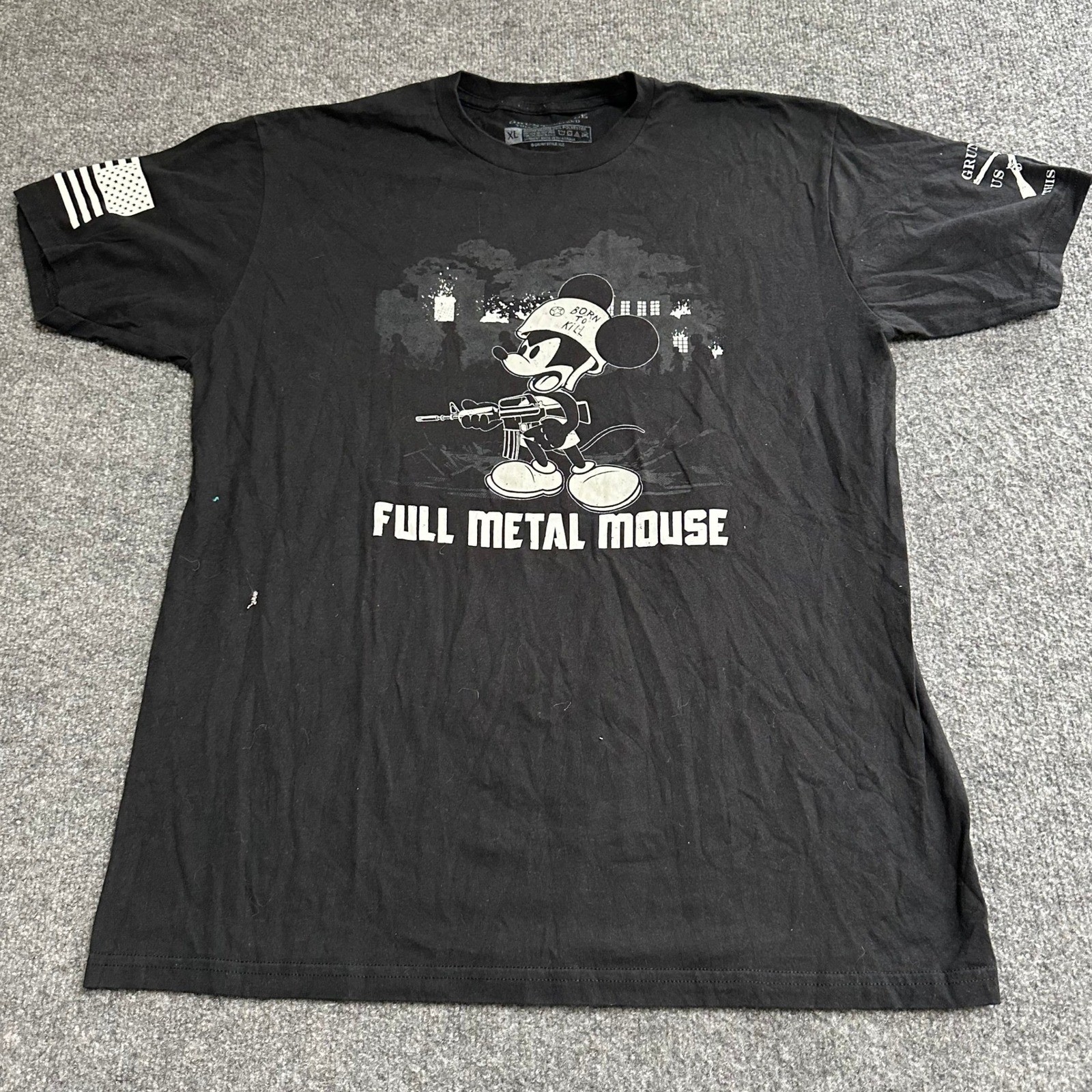 Grunt Style T-Shirt Mens Size XL Black Full Metal Mouse Graphic Military Parody