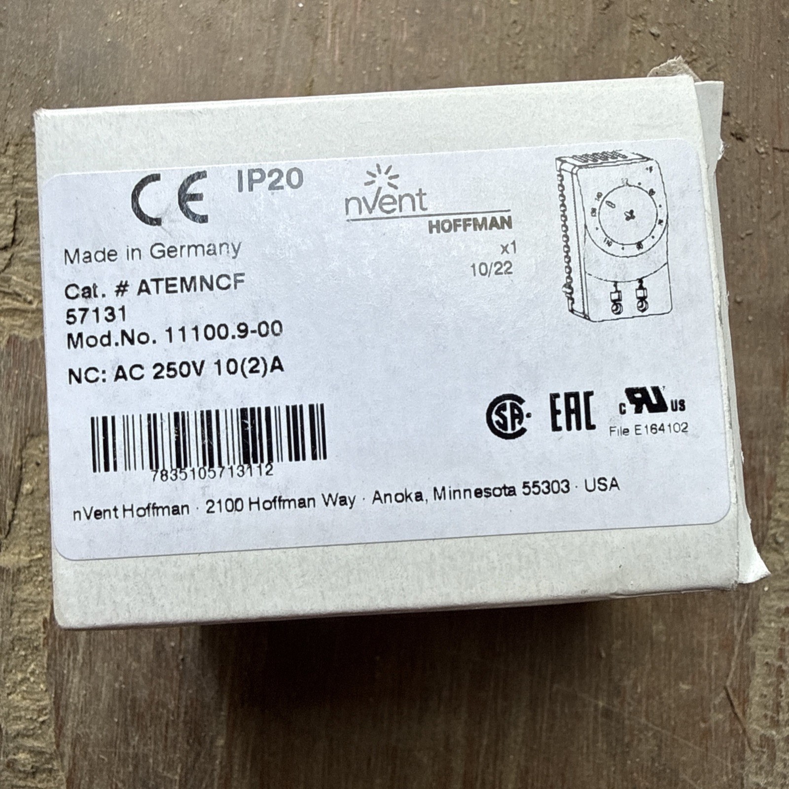New Hoffman ATEMNCF NC F° Temperature Control Switch - New Hoffman ATEMNCF NC F° Temperature Control Switch -