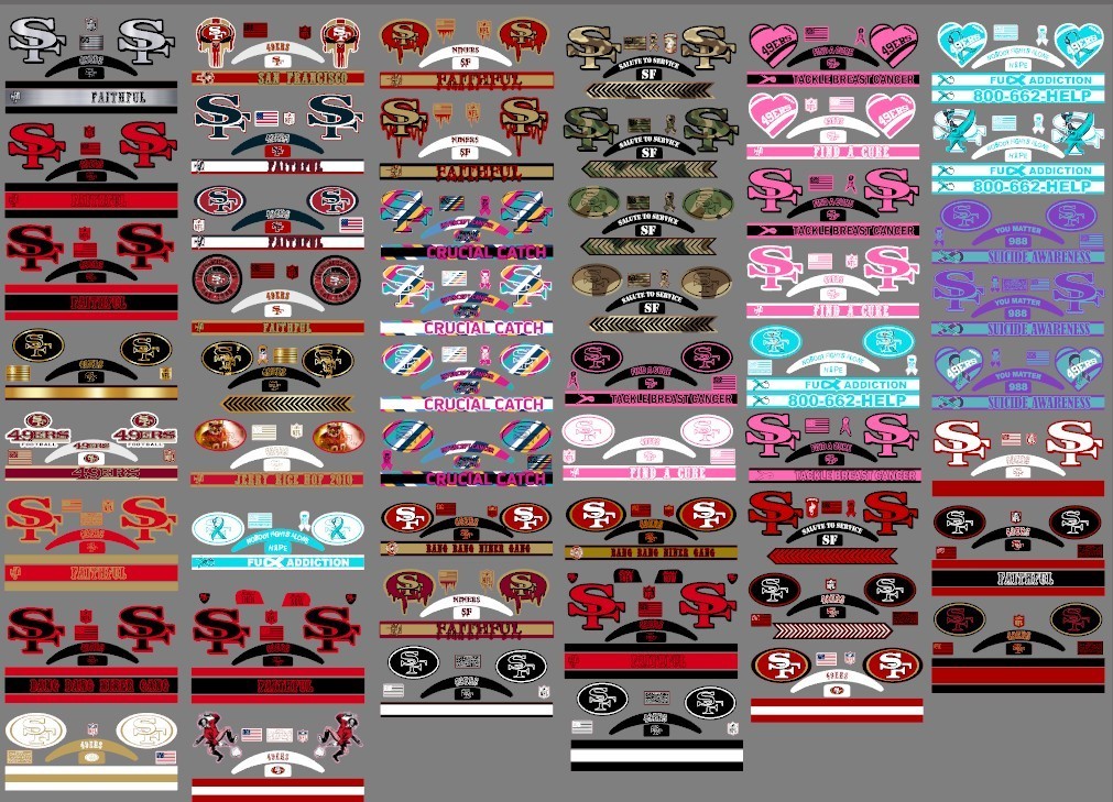FULL SIZE Helmet Decals - Choose Your Style - 1 set of decals per team.