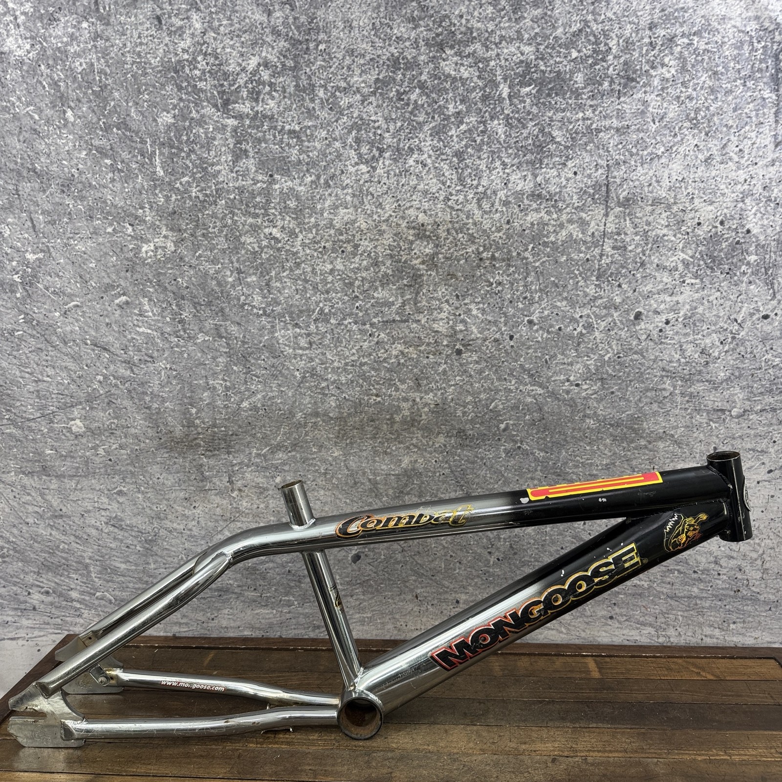 Vintage Mongoose Combat BMX Bike Frame 20in Chrome Pierced Top Tube 20in