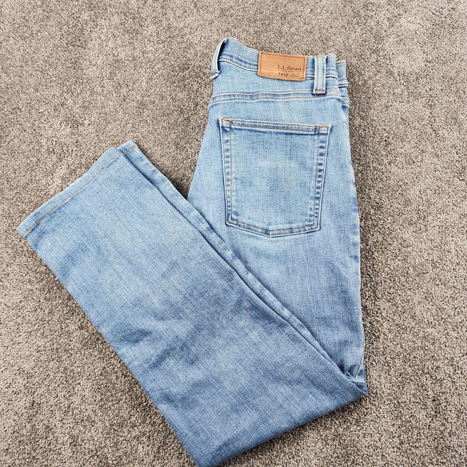 LL Bean 1912 Classic Fit Light Blue Denim Jeans Size Men’s Cotton Blend Cowboy 